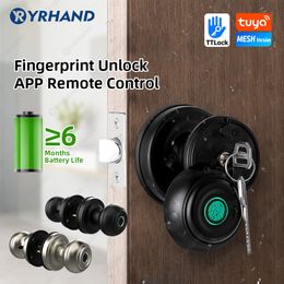 Deursloten YRHAND Vingerafdrukslot voor Tuya Bluetooth waterdicht smart lock Keyless entry Biometrische vingerafdruk Type-C en sleutelontgrendeling 230614