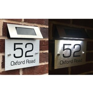 Letreros de puerta Número de casa Luz solar personalizada Letrero de panel de plástico de aluminio Otro hardware