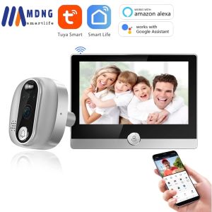 Sonnette de porte 1080p Tuya Smart Home WiFi Video Digital Door Puphole Viephole 2MP CAMERIE DE PORTE SANS WIRE