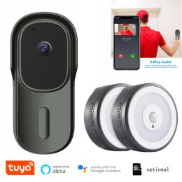 Dámina 1080p Tuya Smart Video Battery Battery Camera 170 AC/DC Camera de campana de puerta inalámbrica con cable Twoway Audio funciona con Alexa Google