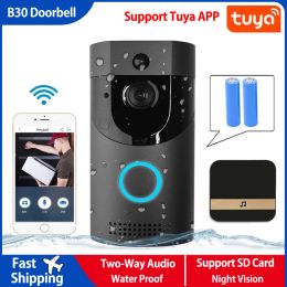 Sonnette de porte 2022 NOUVEAU B30 WiFi Doorbell B30 IP65 IPEPHOPHER SMART VIDEO DOOR CHIME 720P INTERCOM SORNE ALARME IR Vision nocturne IP Camerie