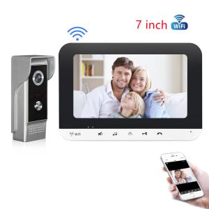 Sonnette de porte 7 pouces Video WiFi Coupée de porte Interphon Porte câblée Appel téléphonique Smart Indoor Home Monitor Villa Camera Door Bell Temote Contrôle