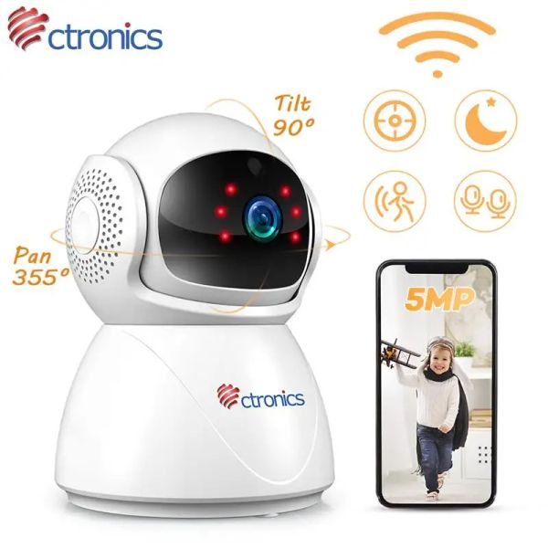 Sonnette Ctronics Smart Home IP Camera 5MP WiFi Room Indoor Baby Monitor Mini Robot Security Camera Audio CCTV 360 Tracking Night Vision