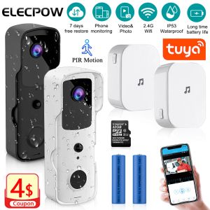 Sonnette de porte Elecpow Nouveau maison intelligente Tuya Video Board Door Doorpoor Imperproofr Wireless Door Bell 155 ° View Pir Night Vision Security Camera