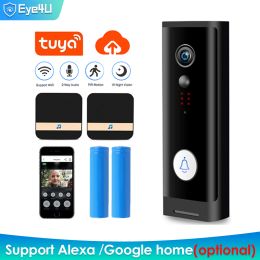 Portada de puerta 4u Tuya Video Timbre Inálambrico Exterior Inteligente Soporte para El Hogar Alexa Google Home 2.4g Wifi Seguridad Intercomunica