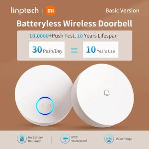 Doorbell LinpTech Wireless Touletbell G6L, botón impermeable IPX5 autopotente, 36 CHIMES 5 VOLUMES Nivel, rango de 150 m, Flasher de LED 0105 dB