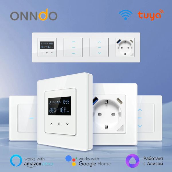 Sonnette de porte ondo tuya wifi thermostat intelligent / commutateur d'éclairage / interrupteur de rideau / sortie murale avec port USB / Typec Wroks avec Alexa, Google Home, Alice