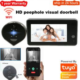 Sonnette de porte smart home beerole caméra de porte caméra wifi wifi 4,3 pouces porte vidéo cloche 1080p night pir ycc365 application tuya application sans fil pour iOS Andriod