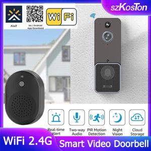 Deurbel SMART HOMET6 SMART Wireless WiFi Video Doorbell Outdoor Door Bell Intercom HD Night Vision Motion Detectie Beveiligingsbeveiliging