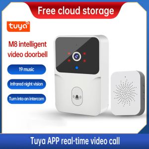 Deurbel tuya m8 draadloze deurbel wifi outdoor hd camera beveiliging door bell nacht visie video intercom spraakverandering voor home monitor