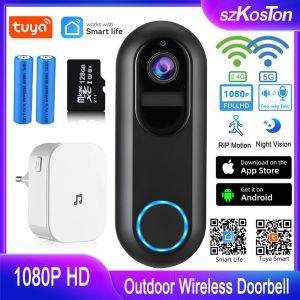 Sonnette de porte TUYA Smart Home WiFi Video Door Doorfor 1080p Outdoor Wireless Door Camera Protection de sécurité Residential Interphone Vision nocturne