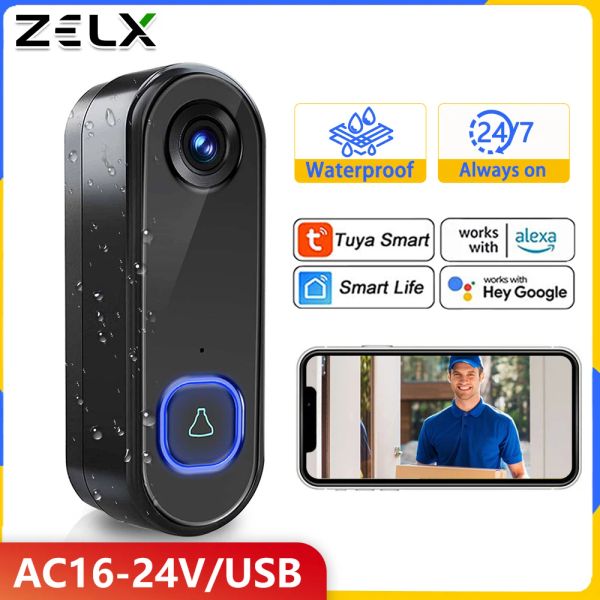 VIDEO DE PORTE VIDÉO DOOT DOORD WIFI Tuya Wireless Outdoor 1080p Téléphone Door Camera AC AC USB Power Security Vidéo IR Night Imperproof