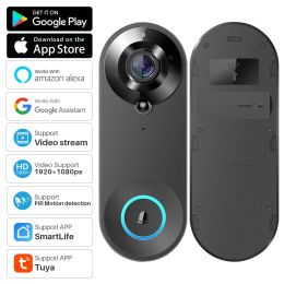 Sonnette W3 Smart Video Door Sonnette Camerie 1080p Video WiFi Interphone Door Bell Camera Twoway Audio fonctionne avec Alexa Echo Show Google Home