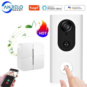 Deurbel wifi videobell hd beveiligingscamera tuya slimme app compatibel met Alexa en Google Motion Detection Night Vision Chime