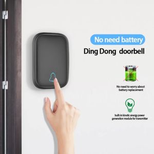 Sonnette de porte sans fil sans pile non batterie extérieure Appuyez sur bouton étanche de porte étanche Bell Smart Home Securityless sans fil Doorus Option de plug Eu / US