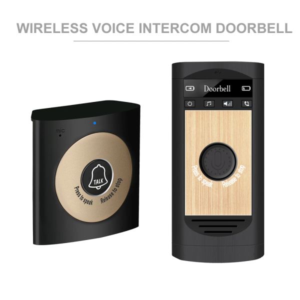 Sonnette de porte sans fil Interphon Interphone Doyway Talk Talk Monitor avec 1 récepteur intérieur extérieur Smart Home Security Door Bell