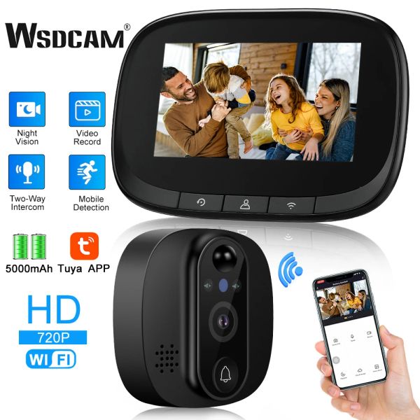 Doorbell WSDCAM TUYA Smart Wifi Door Bell with 720p Camera Video Peephole para puerta 4.3 