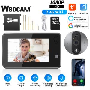 Sonnette WSDCAM WiFi Puphole Camera Twoway Audio Door Bell Motion Detection Record Tuya Smart Video Doorbell Vision Night Vision Home Security