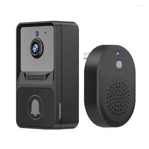 Sonnettes de porte 1 ensemble Smart Home Wifi Sonnette sans fil Sonnette Caméra Carillon Audio bidirectionnel Interphone Vision nocturne Fonctionne pour la sécurité