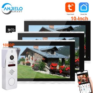 Scène de porte 10 pouces WiFi Video Téléphone Door Interphone Système avec 3 moniteurs pour la maison 1080p Video Doorbell Private House Apartment Smart Life