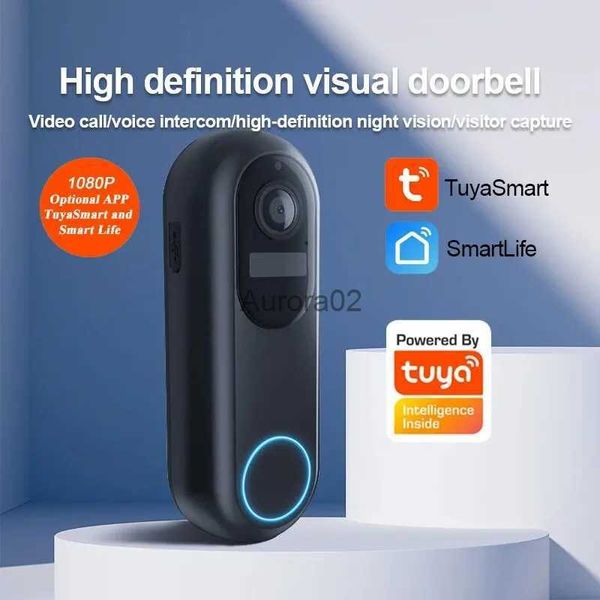 Sonnettes 1080P Tuya sonnette vidéo intelligente WIFI sonnette de porte sans fil étanche Vision nocturne caméra d'interphone vidéo maison intelligente 2.4GHz 5GHz YQ231111