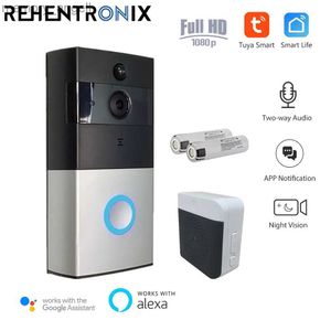 Sonnettes 1080P TUYA WiFi vidéo sonnette caméra de sécurité interphone bidirectionnel maison sans fil alimenté par batterie sonnette Alexa sonnette intelligente YQ230928