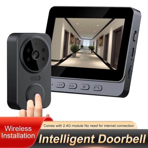 Video inalámbrico de 1080p Video de videos Intercomisores Wifi Wifi Bell Ir Night Vision Eye Peephole Camera 4.3 '' IPS Screen Visual Tourbell