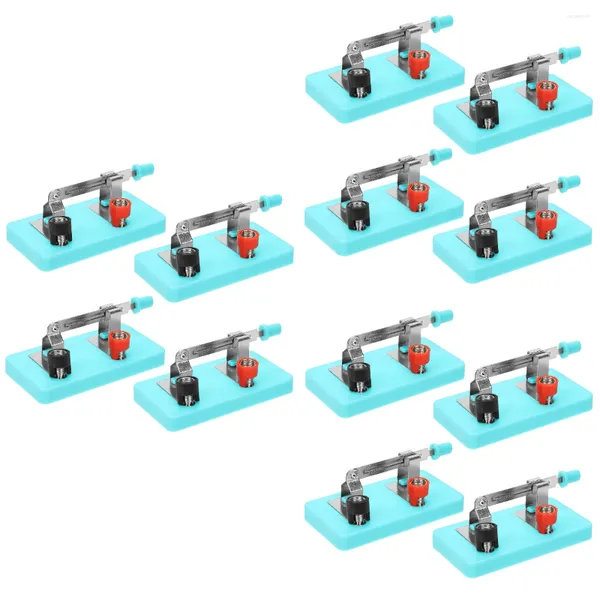 Türklingeln, 12 Stück, einpoliger Schalter, Physik-Experiment-Ausrüstung, 7,5 x 4 cm, himmelblauer Kunststoff