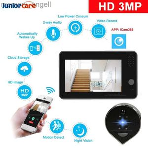 Deurbellen 3MP Video Deurbel Beveiligingscamera Smart Home Kijkgaatje Deurbel Wifi HD Nacht PIR Draadloze oproep Chime Icam365 Slimme deurbel YQ230928