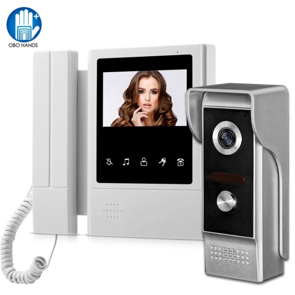 Video de videos de videos con cable Intercom Control Pantalla del monitor de teléfono con cámara de visión nocturna Twoway Audio 700TVL 25 Tonos de llamada