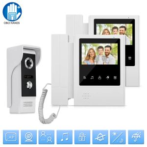 Deurbellen 4.3inch Kleur Video Deur Telefoon Systeem Intercom Deurbel 2 Monitors Scherm Ir Night Vision Camera Waterdicht voor Home Apartments