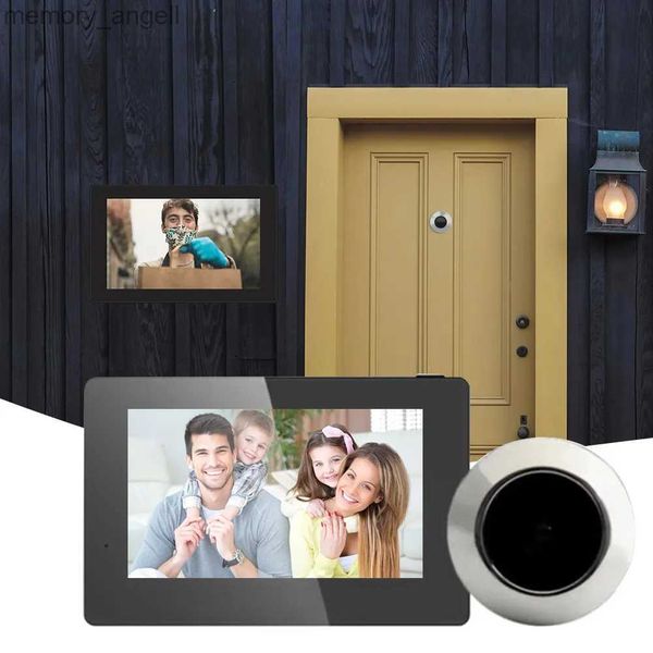 Timbres de puerta 4.3 pulgadas Puerta Ojo Cámara de puerta antirrobo IR Visión nocturna Visor electrónico de mirilla Accesorios de ahorro de energía para seguridad de la casa YQ230928