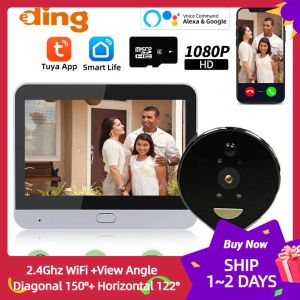 Deurbellen 4.3inch Tuya Smart WiFi Video Peephole Two Way Audio Night Vision Doorbell Monitor 1080p 200W Pixels Videobelbel