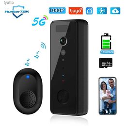 Sonnettes 5G 2.4G WiFi Sonnette Caméra 1080P Interphone vidéo Haute définition Vision nocturne PIR Détection de mouvement Tuya Smart HomeH240316