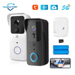 Doorbells 5G 2 4G WiFi Video Doorbell 1080P Tuya Smart Outdoor Wireless Intercom Waterproof Camera with AC DC Power Supply 230712