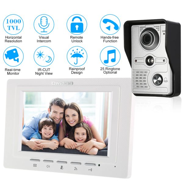 Couper à portes 7 pouces Video Video Videau Indoor Monitor avec une caméra extérieure Ircut.