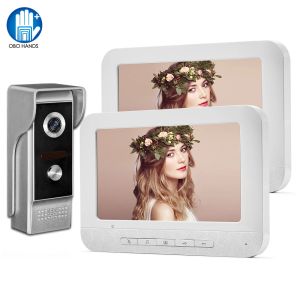 Doorbellen 7 '' Wired Video Intercom System Video Doorbell Camera Ir Night Vision Video Deur Telefoon 2 Monitors voor thuisappartement 100 meter