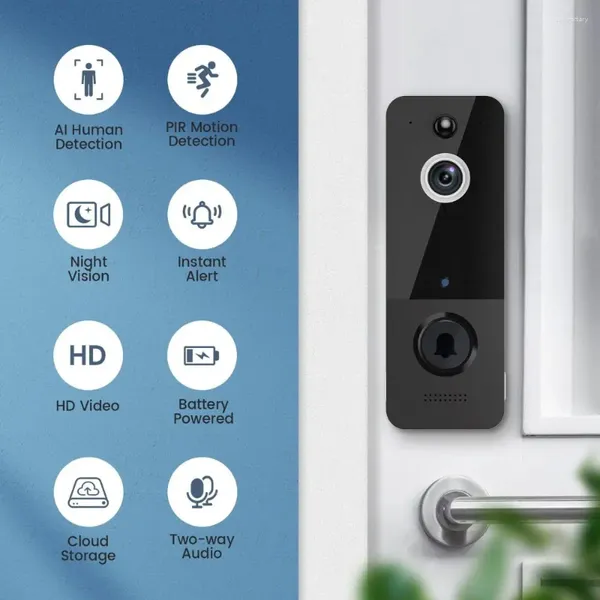Timbres de puerta 720P Video Timbre Detección de movimiento Cámara de teléfono Timbre de puerta Intercomunicador de seguridad inalámbrico para el hogar