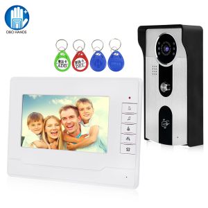 Sonnettes de porte 7 pouces TFT RFID VIDEO PORTE TÉLÉPHONE VIDÉO INTERNOM PORTE DE PORTE COLLE ÉCRAN MONITEUR 700TVL IR NIGHT VISION CAME APPERSIR EN OUTER