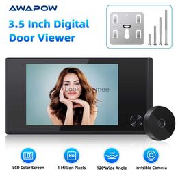 Deurbellen Awapow 3,5 inch kijkgaatje deurbelcamera 120 kijkgaatje kijker Cat Eye deurbel Smart Home buitenmonitor Digitale deurkijker HKD230918