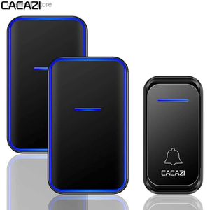 Sonnettes CACAZI maison intelligente sans fil sonnette étanche 1 bouton 1 2 récepteur US EU UK AU plug appel sonnette sans fil sonnerie Y240320