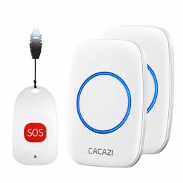 Sonnettes cacazi smart doreless pager sonnette de porte vieille alarme d'urgence appelle cloche us uu uk plug 80m à distance lonyard sos bouton