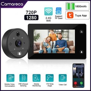 Timbres de puerta Camaroca 720P Tuya Wifi Mirilla Video Timbre Cámara Smart Home Detección de movimiento Intercomunicador de seguridad HD Visión nocturna Timbre de puerta HKD230918