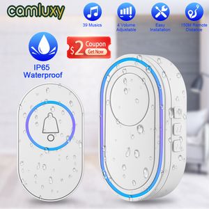 Sonnettes Camluxy Sonnette sans fil 39 Musique Flash LED Alarme de sécurité Extérieure IP65 Étanche Smart Home Intelligent Door Bell Carillon Kit 230712