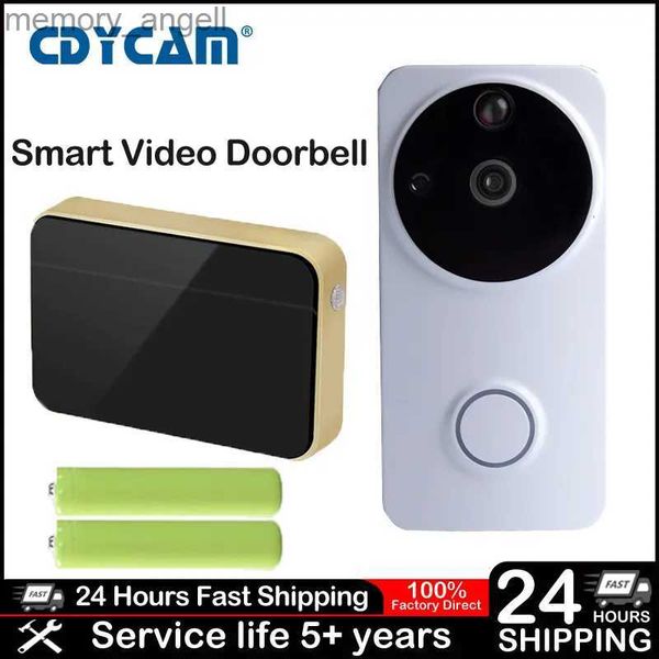 Sonnettes Cdycam WI-FI sonnette étanche 720P IP vidéo interphone PIR alarme infrarouge caméra de sécurité sans fil avec piles et récepteur YQ2301003