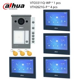 Deurbels dahua multilanguage ip video intercom kit, vto3311qwp vth2621gp, p2p cloud, deurbel 1, 2, 4 knoppen zijn verstelbaar