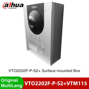 Sonnettes Dahua VTO2202FPS2 2 wire IP Villa Door Station 2MP POE DOOR DOORDful 160 ° Caméra Fisheye avec boîte montée en surface VTM115