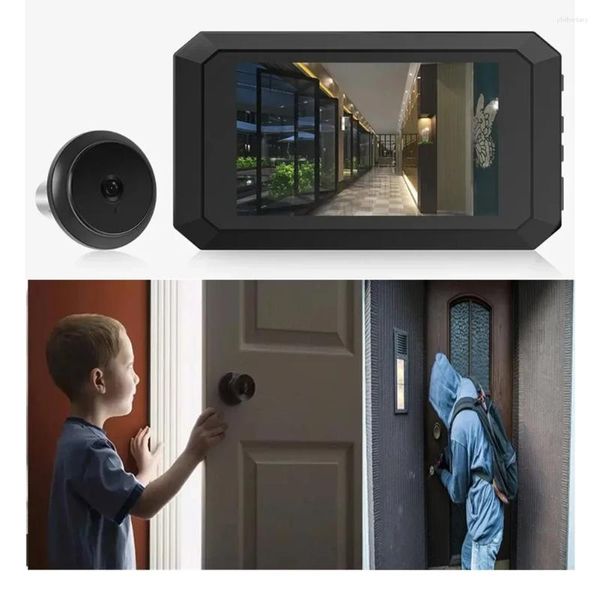 Sonnette de portes numériques Magic Eye Visite électronique 1400mAh Buildage Battery Battery Safety Door Viewer 1080p Camera Puphole