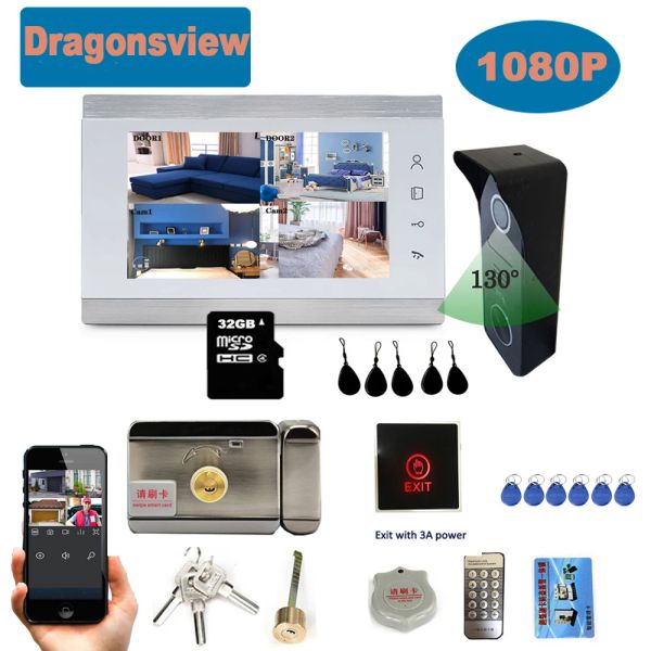 Sonnets de portes Dragonsview 1080p Video sans fil Interphon INTERNOM CAME CAME CAME WIFI PORTE PORTE SMART Home Door Access with Electronic Lock