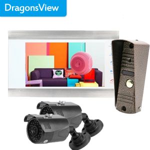 Sonnets de portes Dragonsview Home Interphone System 7 pouces Video Téléphone Door Door With Security Cameras Record Unlock Night Vision HD Talk